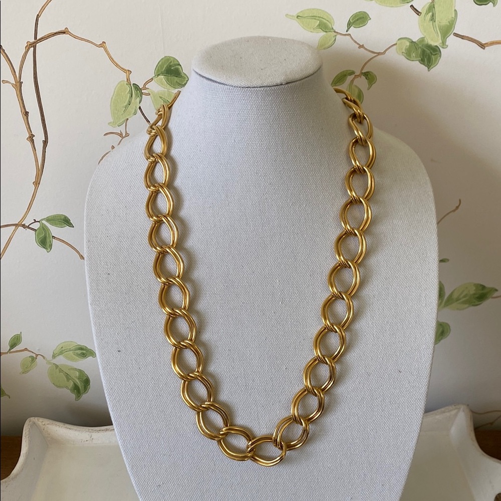 Vintage Napier Chunky Double Chain Link Gold tone Necklace - 28.5”